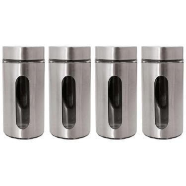 Imagem de Kit 4 Pote Inox Visor Vítreo Fechamento Hermético 1,3 Litros