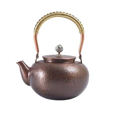 Imagem de Chaleira para uso doméstico, estilo chinês, chaleira de cobre com padrão de martelo, conjunto de chá, água fervente, retrô, para escritório, bule de cobre, chaleira para ferver (A-1300 ml)
