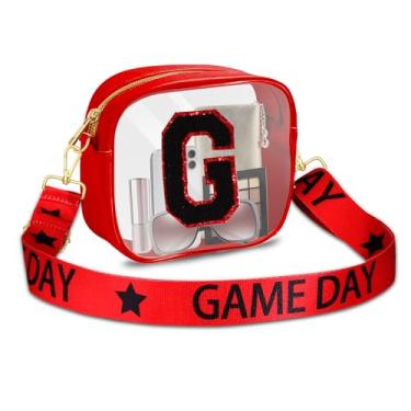 Imagem de Bolsa feminina Claer para o dia do jogo, aprovada pelo estádio de futebol, bolsa transversal transparente, acessórios para o dia do jogo, Vermelho e preto