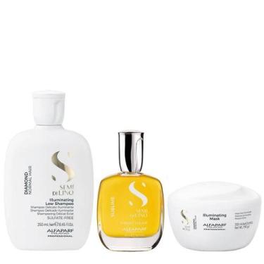 Imagem de Kit Alfaparf Semi Di Lino Diamond - Shampoo 250ml + Máscara 200ml + Cr
