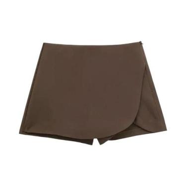 Imagem de Saia Mini Assimétrica De Cintura Alta Feminina Rosa E Preta Moda Casua