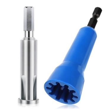 Imagem de 2 ferramentas de torção de fio para furadeira, 2 tamanhos de máquina giratória de torção rápida de fio com mandril de 1/10.2 cm, cabo elétrico de 1/10.2 cm, porca de decapador de fios, soquete para