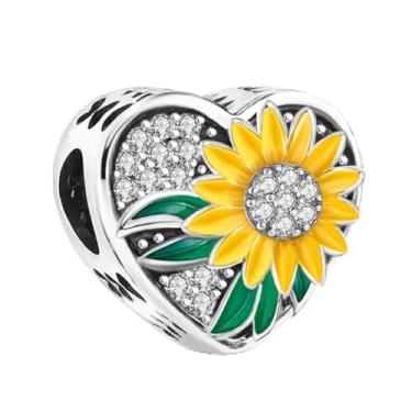 Imagem de 1 pingente elegante de contas de girassol de prata esterlina adequado para joias combinando e presente de decoração de roupa diária para mulheres