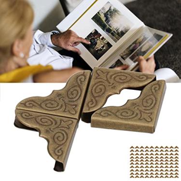 Imagem de 100 peças de cantos de livros vintage de bronze, cantos de material de ferro para fazer cartões de scrapbooking, adequado para caixas de joias, caixas de presente e álbuns de fotos