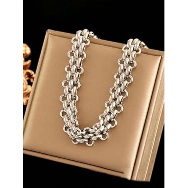 Imagem de Colares de corrente hip hop OT punk grossa de clavícula banhada a prata colares de colarinho curto minimalista, moda, elegante, joias exageradas, presente de aniversário para homens, mulheres e amigas