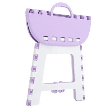 Imagem de YOUTHINK Banqueta Dobrável Compacta, Plástico Resistente, Pés Antiderrapantes, Alça Portátil para Adultos e Crianças (Roxo claro)