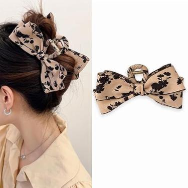 Imagem de 1 prendedor de cabelo com garra de laço, lindo clipe de cabelo com laço de cetim, acessórios de cabeça grandes para mulheres e mulheres