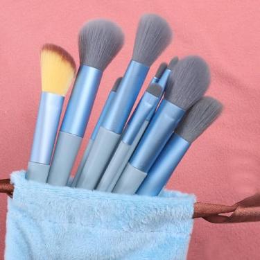 Imagem de 13 pincéis de maquiagem, corretivo de blush, delineador de sombra, kit de pincéis de maquiagem (azul)