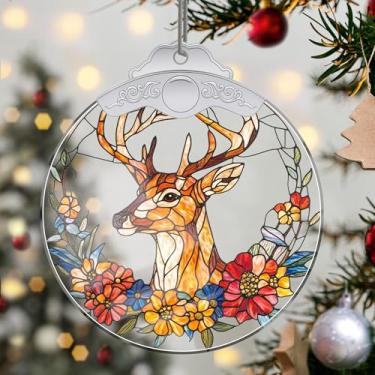 Imagem de Enfeites de Natal para pendurar em cristal de alce, enfeites de árvore de Natal feitos à mão, decoração de carro e casa - presentes de Natal, decoração de artesanato em acrílico, ideias de troca de