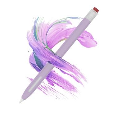 Imagem de Capa protetora de silicone para Apple Pencil 2nd, capa macia com capa protetora magnética e durável - lilás pastel