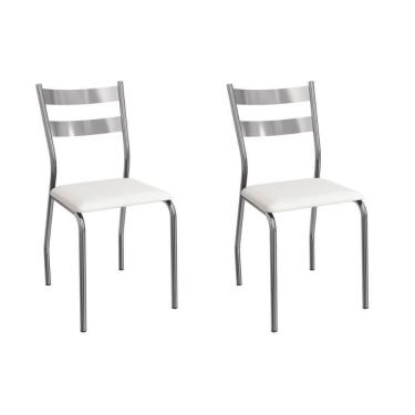 Imagem de Cadeira Sala De Jantar Bali 2c141cr Aço Kit 2 Un Cromado-ano Branco - Kappesberg