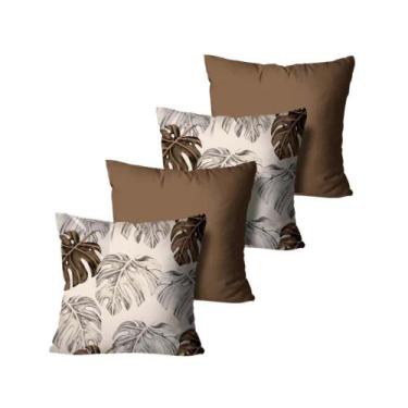 Imagem de Kit 4 Capas de Almofadas Costela de Adão Bege e Marrom - mdecore