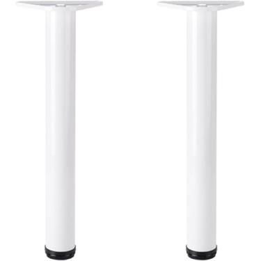 Imagem de Conjunto De 2 Pés De Suporte De Altura Personalizados Para Mesa De Computador Mesa De Jantar Mesa De Trabalho De Escritório Inclui Parafusos, White, 65cm(25.6in)
