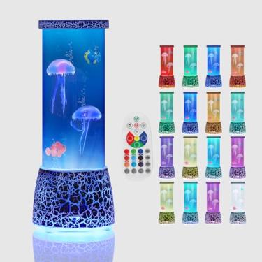 Imagem de Skcoipsra Lâmpada de água-viva, luz noturna LED de 16 cores com controle remoto, USB/bateria, aquário água-viva, candeeiro de mesa para decoração de quarto, decoração de lâmpada para mesa, escritório