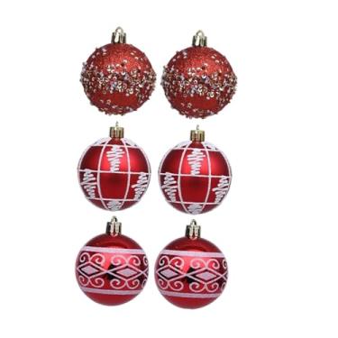 Imagem de UGPLM Conjunto de 6 enfeites de Natal em formato de bola, ideais para pendurar em casamentos, jardins, Dia de ação de Graças e hotéis durante as festas de, Vermelho