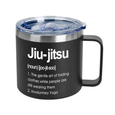 Imagem de Jogskeor Presentes de Jiu Jitsu, Definição de Jiu Jitsu Caneca de Café Isolada, Presentes de Aniversário e Natal para Homens Treinador de Amantes de Jiu Jitsu, 400 ml