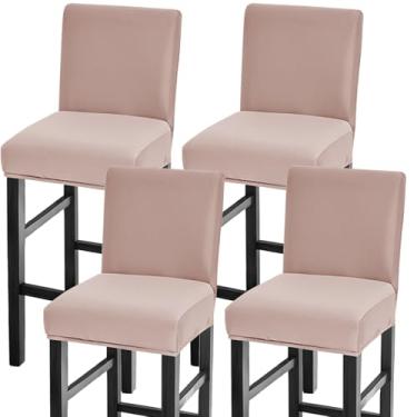Imagem de GOSTADY Conjunto de 4 capas de banco de bar, à prova d'água, capas de assento para banco de bar, com altura elástica, para cadeira alta de pub com encosto, capas de cadeira de bar para cozinha, sala