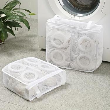 Imagem de 2 peças de saco de roupa de malha; bolsa de sapatos para máquina de lavar roupa para sapatos esportivos, chinelos