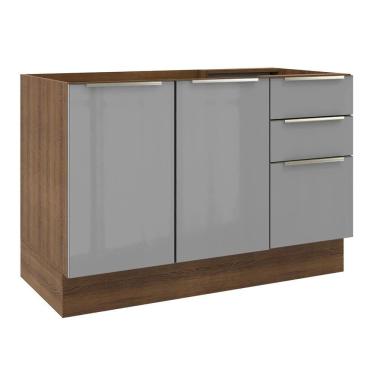 Imagem de Balcão Gabinete de Pia 120cm 2 Portas 3 Gavetas Rustic Cinza
