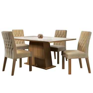 Imagem de Conjunto Sala de Jantar Grazi Mesa Tampo de Vidro Madesa