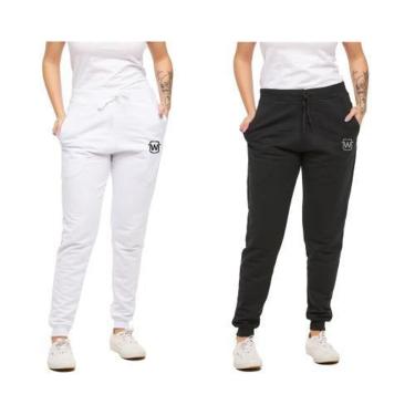 Imagem de Kit 02 Calças Feminina de Moletom Jogger Slim Sport Wooks-Feminino