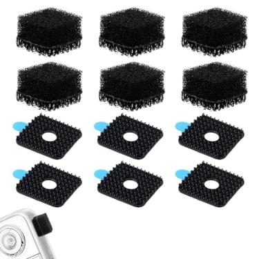 Imagem de 6 protetores de vento de microfone para Insta360 X3 com 6 peças de adesivo mágico, microfone de espuma de para-brisa preto para substituição para câmera à prova de vento, esponja, acessórios de vídeo