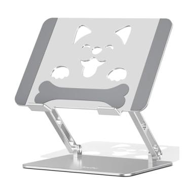 Imagem de Aoviho Suporte portátil ajustável para mesa – Suporte ergonômico de alumínio para laptop, suporte resistente para laptops grandes compatível com MacBook Air Pro, Dell, HP, Lenovo (25.4 cm-43.2 cm