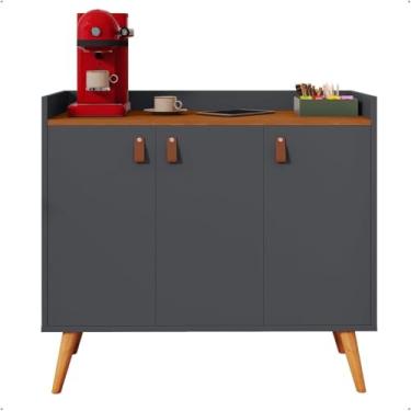 Imagem de Aparador Buffet Retrô Sala De Estar Pés Em Madeira Hall De Entrada Prateleira (cinza)