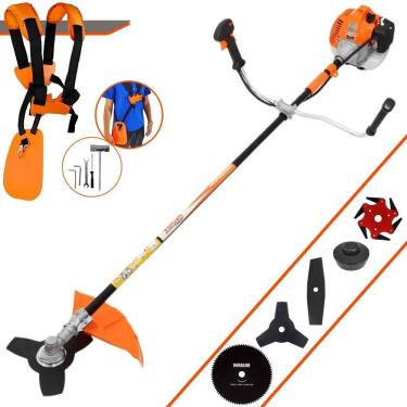 Imagem de Roçadeira Profissional Lateral Vulcan Vr520h À Gasolina 2t 52cc 2,5hp + Faca 2 Pontas 330mm + Faca 80 Dentes 255mm + F