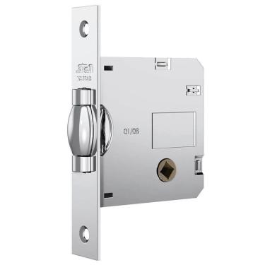 Imagem de Fechadura Nice 1025 Com Trinco Rolete E Roseta Quadrada Cromado Para Banheiro - 14262 - Stam