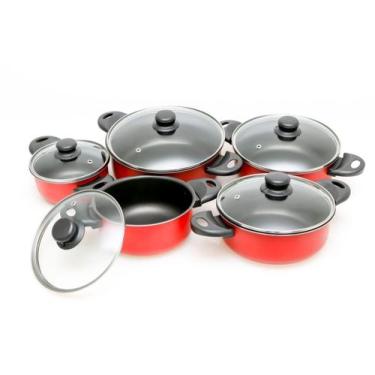 Imagem de Conjunto De Panela Caçarola 5 Peças Antiaderente Teflon - Manolar / Di