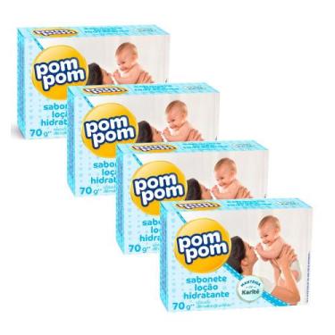 Imagem de Kit 4 Sabonete em Barra Infantil Pom Pom Loção Hidratante 70g