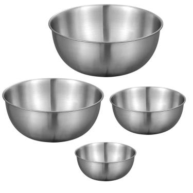 Imagem de Tigela Bowl Inox Bacia Cumbuca Kit 4 uni Preparo Receita Multiuso Salada Fruta Residencial Comercial Resistente Duravel