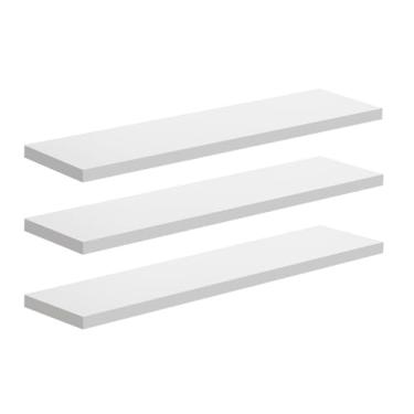 Imagem de PRAT.K Kit 3 Prateleiras Brancas 1,5x10x40 cm – Com Bucha (Decorare), Compactas e Versáteis