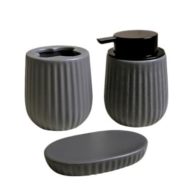 Imagem de Conjunto Banheiro Lavabo 3 Peças Dispenser Porta Escovas Saboneteira (Chumbo)