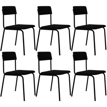 Imagem de Kit 06 Cadeiras Estofada Para Sala De Jantar Sense Preto C01 Linho Preto - Lyam Decor