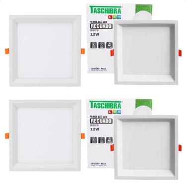 Imagem de Kit 4 Painel De Led Quadrado Embutir Recuado 12w Bivolt Taschibra 6500k Frio
