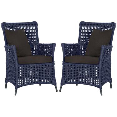 Imagem de Poltronas Igapó Alumínio Pintura Preta Corda Náutica E9 Azul