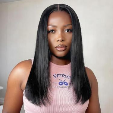 Imagem de Tinashe Perucas de cabelo humano, sem cola, cabelo humano pré-cortado pré-cortado 15 x 12 cm, frente de renda, fecho bob, preto, natural, cabelo humano, cabelo humano para mulheres negras, nós