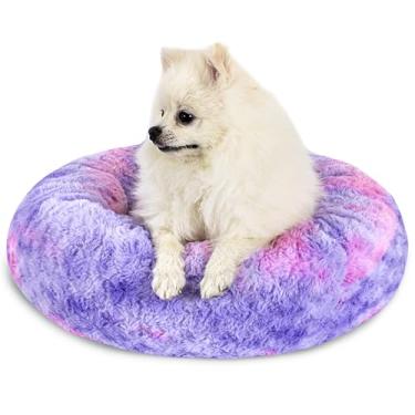 Imagem de SM4BED Cama calmante para cães pequenos e médios, cama redonda antiansiedade de pelo sintético de pelúcia macia, antiderrapante, lavável, para animais de estimação de até 13,6 kg