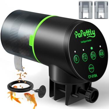 Imagem de Papettly Alimentador automático de peixes para aquário – Alimentador automático de peixes com anel de alimentação, alimentador automático à prova de umidade com temporizador, alimentador de férias de