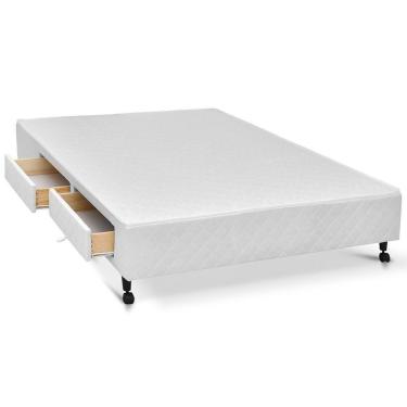 Imagem de Cama Box Base C-gavetas Queen Poli Tecido White (158x23-c-4 Gavs) - Castor