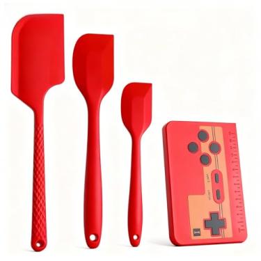 Imagem de Conjunto de espátulas de silicone – 4 espátulas de borracha resistentes ao calor, conjunto de espátulas para assar, raspador de cozinha antiaderente com marcações de medição, resistente ao calor e