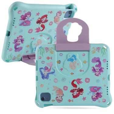 Imagem de Capa para tablet compatível com iPad 11 A16 iPad 10 10ª geração de sereia, para crianças, meninas, EVA, leve, compatível com crianças, com alça de apoio, à prova de choque, verde
