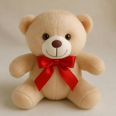 Imagem de Urso de Pelúcia 24cm com Laço – Decoração Cestas Presentes e Lembrancinhas de Chá de Bebê (AZUL BEBÊ)