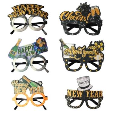 Imagem de hhdatc 6PCS Happy New Year Glasses 2025 – Fun New Year’s Eve Party Eyeglasses Decorations & Photo Booth Favors