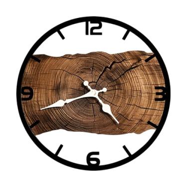 Imagem de Generic Relógio de parede silencioso, decoração de fazenda, sem -taque, 11,81 polegadas, relógio de parede anual para quarto de criança, sala de estar, Marrom