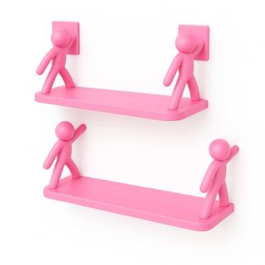 Imagem de Duas Prateleiras de Armazenamento, Estilo Estatueta de PláStico Com Suporte, Adequadas Para Uso No Banheiro e Na Cozinha.(ROSA 2UN)