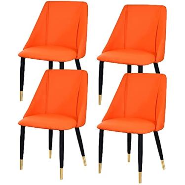 Imagem de Conjunto de cadeiras de jantar de escritório de recepção de negócios, conjunto de cadeiras de jantar de cozinha, conjunto de 4 cadeiras estofadas de couro fosco cadeiras laterais modernas de sala de