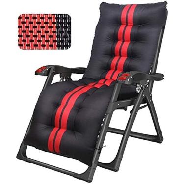 Imagem de Espreguiçadeira de jardim, espreguiçadeira, dobrável, tamanho grande, reclinável, para acampamento, praia, gramado, cadeira reclinável, portátil, dobrável com almofadas, espreguiçadeira doméstica